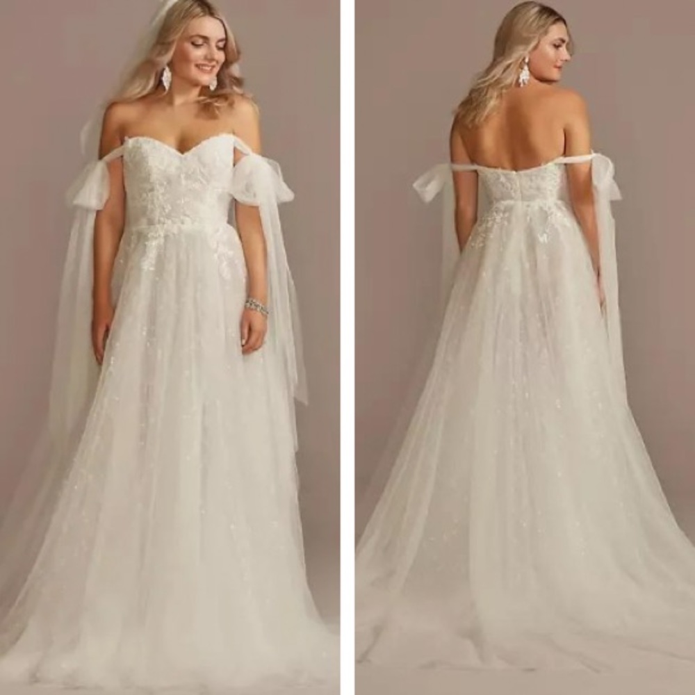 Melissa Sweet Convertible Straps Tulle Bodysuit Ballgown Wedding Dress Size 14